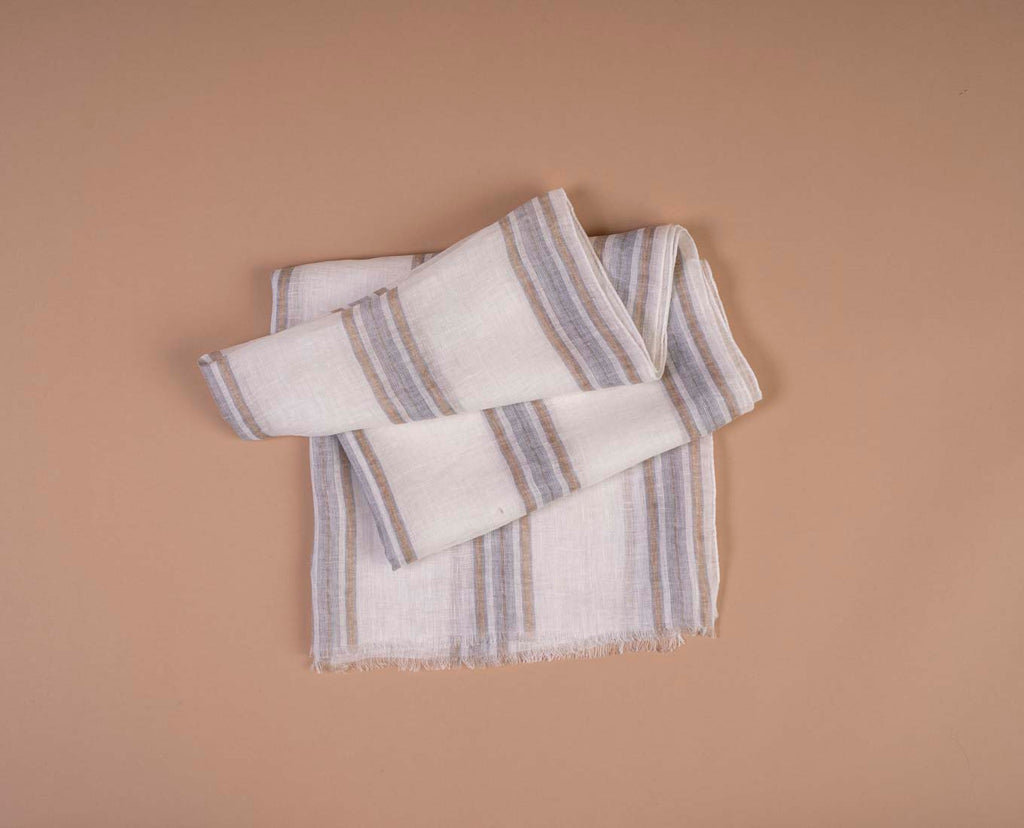 sciarpa bianca uomo lino righe paolo albizzati 