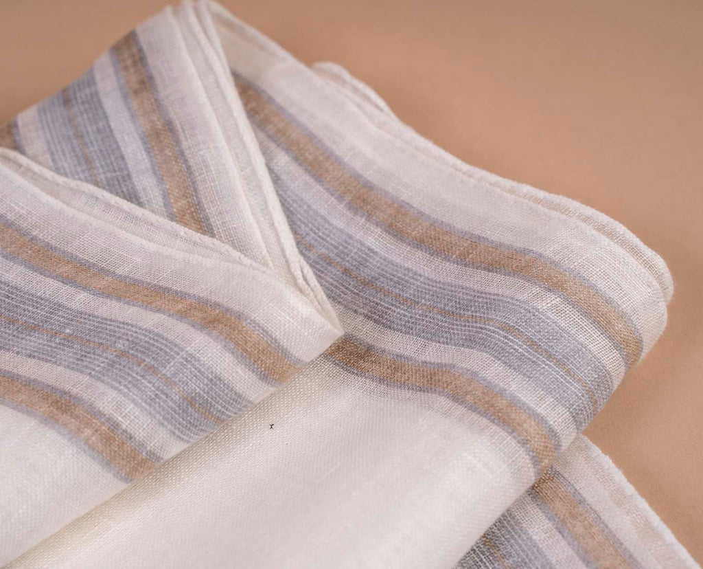 sciarpa righe uomo lino bianca paolo albizzati 