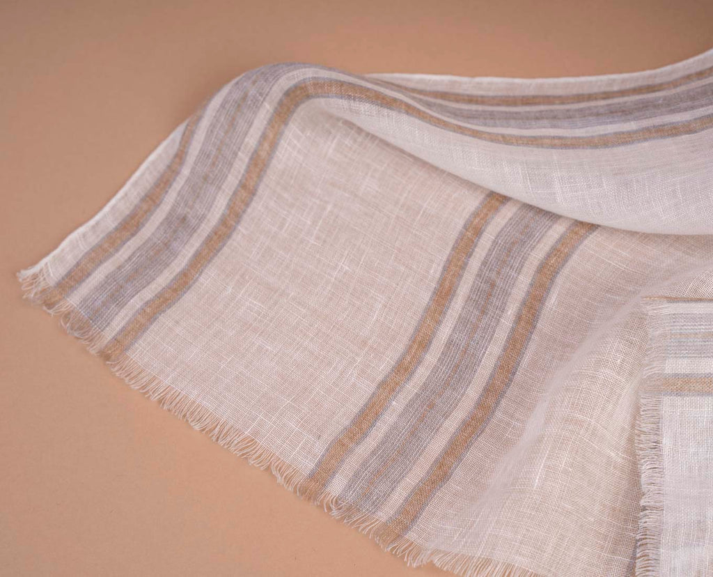 white linen striped scarf paolo albizzati 