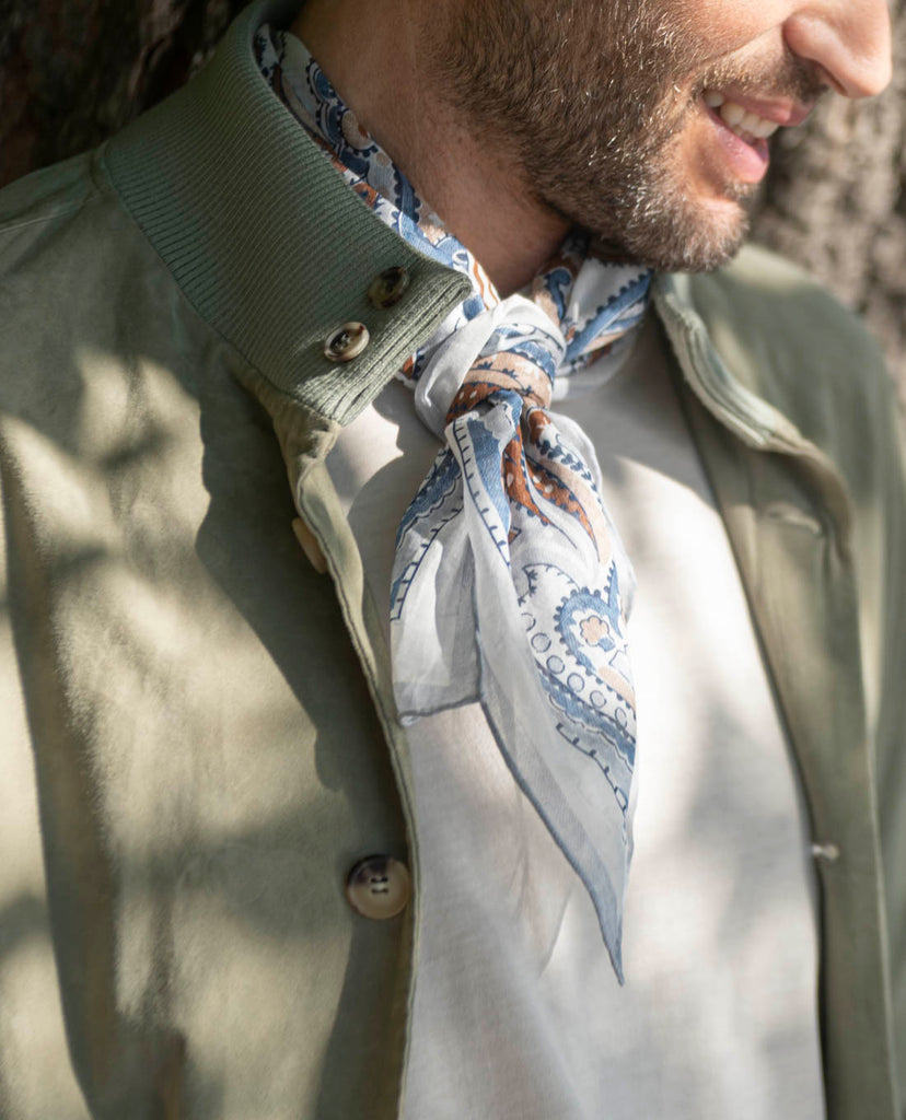 white and blue bandana for man paolo albizzati