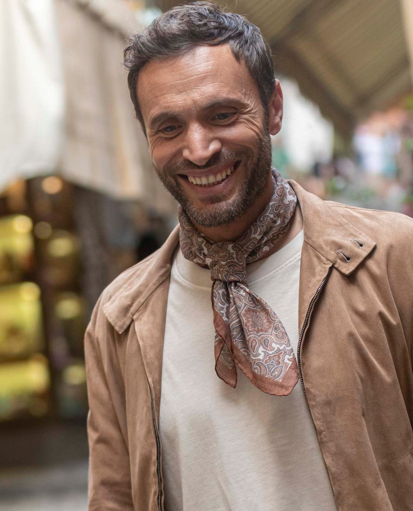 white and brown bandana for man paolo albizzati