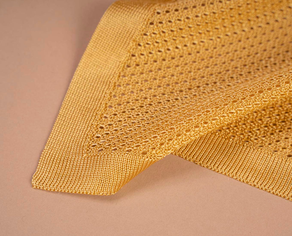 yellow knitted pocket square paolo albizzati 