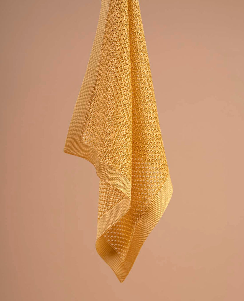 yellow knitted silk pocket square paolo albizzati 