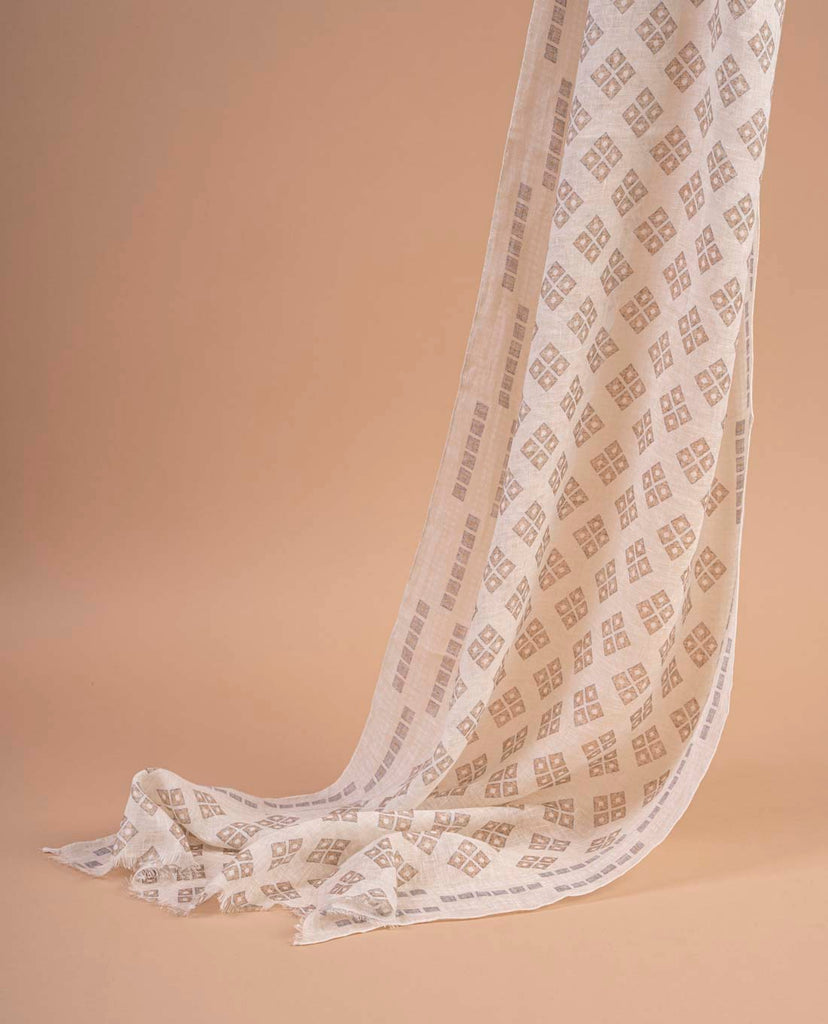 yellow square print linen scarf paolo albizzati 